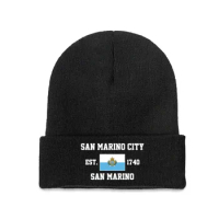 SAN Marino EST.1740 SAN Marino City Capital Men Women Unisex Knitted Hat Winter Autumn Print Beanie Cap Warm Bonnet