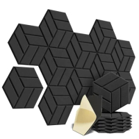 12Pack Self-adhesive Acoustic Panels Hexagon Design Soundproof Solid Figure Wall Panels To Sound Absorb Noise Sound Proofing