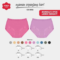 ( Paket 2 Pcs ) Sorex Celana Dalam Wanita Basic Midi CD 3056 ( Warna Random ) L