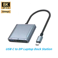 USB C to 8K DP Dock Station 3in1 Hub Thunderbolt3/4 Type-C to Displayport 1.4 PD100W Charging USB Adapter for PC Laptops Monitor