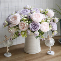 5 Big Head Artificial Flowers For Cemetery Bouquet Peony Persian Rose Artificial Flower Bud Bride Wedding Home Decoration