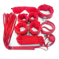 10Pcs/set Alat Bantu untuk Wanita, Set dari Kulit PU, Borgol Tangan, Borgol Kaki, Cambuk, Tali, Penu