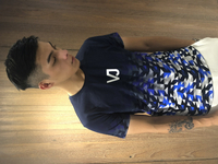 美國百分百【全新真品】Versace Jeans 凡賽斯 VJ 短袖T恤 logo T-shirt 幾何 藍色 J456