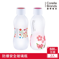 (兩入組)【美國康寧】X BOTTLE 樂飲隨行玻璃水瓶500ml (兩款可選)