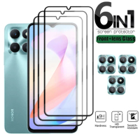 6-in-1 For Honor X6A Glass Huawei Honor X6A Tempered Glass 9H HD Flim Full Glue Cover Screen Protector For Honor X6A Lens Glass