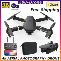E88Pro RC Drone 4K Professinal With 1080P Wide Angle Dual HD Camera Foldable RC Helicopter WIFI FPV Height Hold Apron Sell Gift