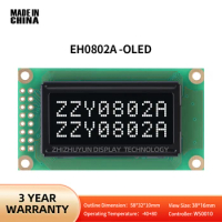 EH0802A A True OLED Display Screen LCM Screen Built-In WS0010 Working Temperature -40+80 Black Background And White Text