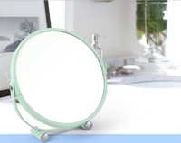 化妝鏡圓柱底座鏡子馬卡龍色單面放大臺鏡浴室化妝鏡臥室