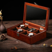 木質手錶盒子收納盒玻璃天窗放手錶的盒子木制展示盒收藏盒八錶位