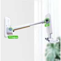 Wall Mount Cell Phone Tablet Holder, Extendable Adjustable Cellphone Stand for Mirror Bathroom Shower Bedroom Kitchen Treadmill