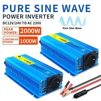 1000W-2000W Car Inverter Pure Sine Wave Power Converter Sun Power Station Voltage Inversor DC12V 24V To AC110V 220V