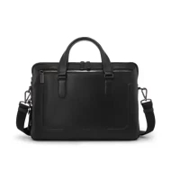 TUMI HARRISON Sycamore Slim Brief Bag - Tas Kerja Pria - Black Bombe / Leather