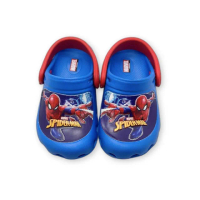 【樂樂童鞋】台灣製蜘蛛人布希鞋-藍色(男童鞋 涼鞋 布希鞋 大童鞋 拖鞋)