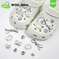 10ชิ้น/เซ็ตWOG Jibbts Yโบว์เงินชมพู  ,มาพร้อมกับความสดใส ,แฟชั่น, รองเท้า,แต่งรองเท้า,Jibbitz,พร้อมส