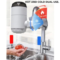 Electric Tankless Water Heater Tap for Kitchen, LED Display, Instant Hot Water Faucet, 3000W