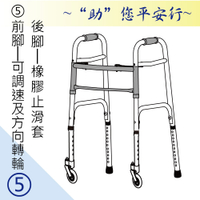 助行器 - 健步助行器 前腳可調速及方向旋轉輪+後腳橡膠止滑墊 機械式助行器 1台 ZHCN1921-5