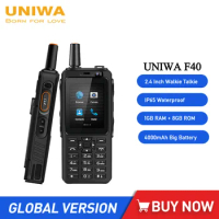 UNIWA F40 IP65 Rugged Waterproof Mobile Phone Walkie Talkie 2.4 Inch 4000mAh Quad Core 1GB+8GB Smartphones 4G Network Cellphones
