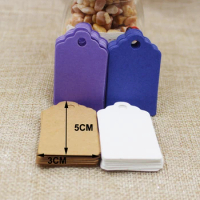 100Pcs 5*3cm DIY Kraft /white/purple/blue Paper blank Tags Scallop Head Label Luggage Wedding Note Blank price tag