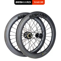 16 Inch 349 Carbon Wheel Folding Bicycle Parts Spokes Hubsmith 3 5 Speed 74/112mm 30 38 Depth BESKARDI For Brompton 3sixty Fnhon