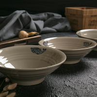 土陶農家粗陶碗面碗泡大碗斗笠碗和陶湯碗日式韓式陶瓷碗洋井面碗