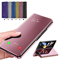 Smart Mirror Flip Cover For Samsung Galaxy Z Fold3 5G Case Magnetic Shell Z Fold 3 Folder ZFold 3 ZFold3 Stand Protective Coque