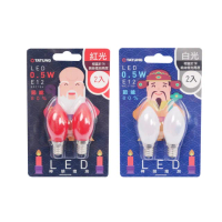 【TATUNG 大同】2入 0.5W LED 神明燈泡 E12 小燈泡 省電燈泡 神明燈(紅光 清光 白光)