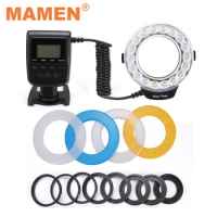 MAMEN 5-15cm Macro LED Ring Flash Light Studio Light 3000-15000K For Canon Nikon Panasonic DSLR Camera Universal Flash Speedlite