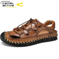Camel Active New Men's Sandals Summer New Lightweight GENUINE LEATHER Men's Shoes Outdoor Beach Sandals Men Casual Shoes