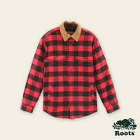Roots男裝-經典小木屋系列 雪爾帕有機棉格紋外套-紅色