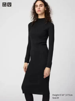 UNIQLO U Gaun Rajut 3D Knit Merino Blend Dress wanita BLACK L