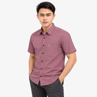ALIESMO Kemeja Polos Pria Lengan Pendek Bahan Sigaret Mauve L