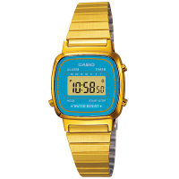 CASIO 復古風金色電子錶(LA670WGA-2)-水藍框/24.6mm