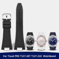 Quick release 27mm Silicone Watch Strap For Tissot PRX T137.407 T137.410 Fluorine Rubber Watchband men's Bracelet