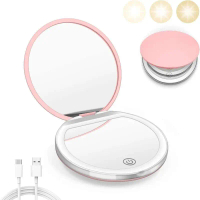【2025Penatasan baru】Cermin Makeup LED Portabel 2X Zoom, USB-C Fast Charging & Baterai Tahan Lama - C