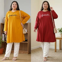 TUNIK KAOS WANITA JUMBO BIG SIZE OVERSIZE LONG TUNIC LD120 LD130 LD140 MTP2007 LD 140 MAROON