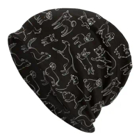 Dogs Fun Black Bonnet Femme Cool Knitted Hat For Men Women Autumn Winter Warm Siberian Husky Beanies Caps