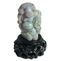 【十方佛教文物】如意財神{紫羅蘭帶綠}玉擺件(興旺自身的財運)