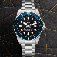 TITONI 梅花錶 海洋探索 SEASCOPER 300 天文台認證 陶瓷圈潛水機械腕錶 83300S-BE-706
