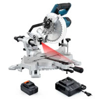 LUXTER Compound Sliding Li-lion Cordless Miter saw Single Bevel With Laser Mitre Saw For Woodworking And Aluminium Cutting
