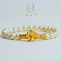 [C24] Gelang Emas 8k Charm Bambu Bunga Color