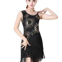 Sexy One Shoulder Strappy Sequin Beading Fringe Dance Party Dress Floral Embroidered 1920s Great Gatsby Flapper Dress Costumes