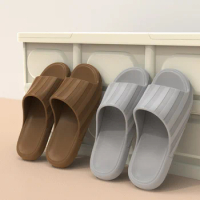 Striped Women Slippers For Summer Home Indoor Non-Slip Men Slippers Bathroom Bathing Thick-Soled Hotel Slippers For Couple