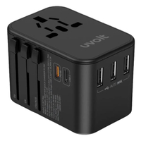 หัวแปลงปลั๊กไฟ PD35W UVOLT Universal Travel Adapter ชาร์จเร็ว พอร์ต Type C / USB-A รุ่น UVTA-04 (สีด