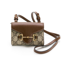 GUCCI 古馳 1955馬銜釦 掛脖迷你零錢夾 (咖)