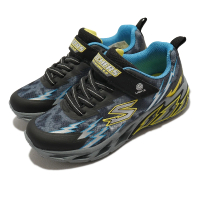 【SKECHERS】休閒鞋 S Lights-Light Storm 2.0 童鞋 中童 黑黃 燈鞋 閃電 緩震 運動鞋(400150LBKBL)