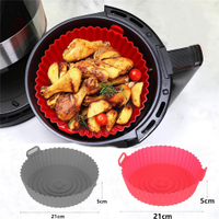Round Silicone Air Fryers Oven Baking Tray Pizza Fried Chicken Airfryer Silicone Basket Reusable Airfryer Pan Liner Accessories