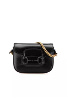 Gucci 二手 Gucci 迷你皮革馬階扣 1955 織帶手提包