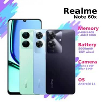Hp/Smartphone Android Realme Note 60x 4/64 GB | 4/128 GB 4/128GB Black