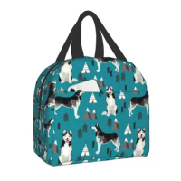 Husky Siberian Huskies Thermal Insulated Lunch Bag Women Mountains Pet Portrait Dog Portable Lunch ToteStorage Food Box
