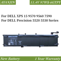 New 11.4V 97WH 6GTPY Laptop Battery For DELL XPS 15 9570 9560 7590 For DELL Precision 5520 5530 Series Notebook